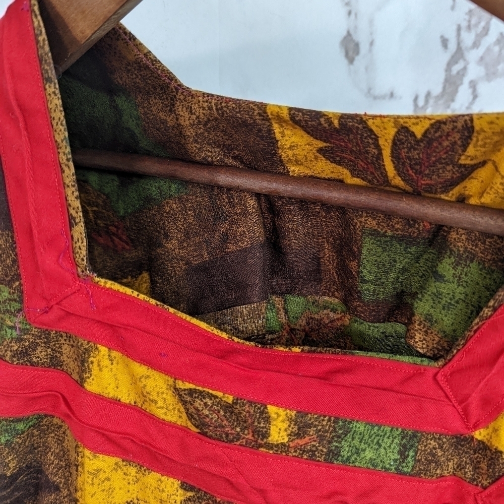 🖤  Vintage handmade peasant dress brown leaF autumn cottagecore Prairie - Picture 6 of 9